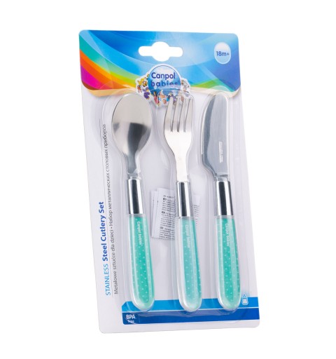 Canpol babies - metalowy zestaw sztućców dla dzieci | 9/477 Blue