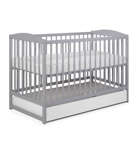 Tomi 5 - łóżeczko dziecięce z szufladą, drewniane 120x60 | Szare