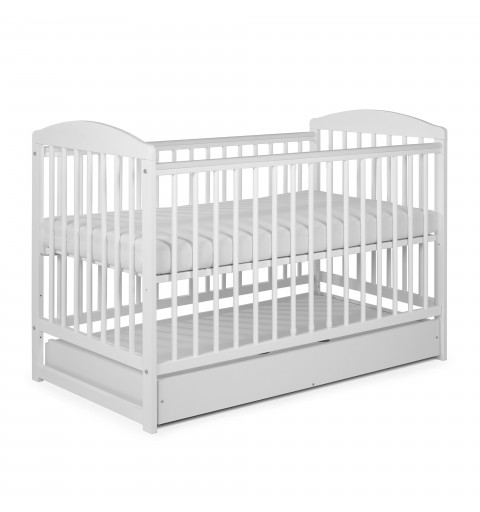 Tomi 15 - łóżeczko dziecięce z szufladą, tapczanik, drewniane 120x60 | Biały