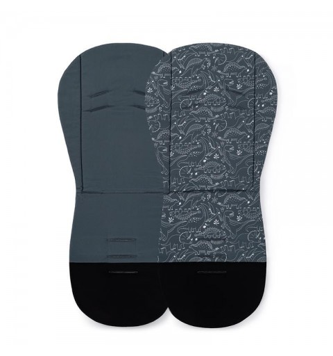 Petite&Mars Foamy - dwustronna wkładka do wózka spacerowego | Anthracite Dino