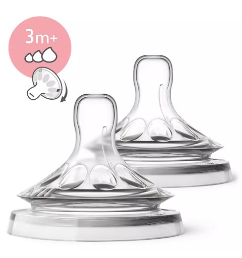 Avent Natural 2 smoczek do butelki o regulowanym przepływie 3M+ | SCF045/27