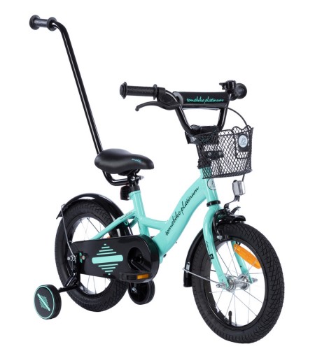 Rowerek dziecięcy 14 cali TomaBike PLATINUM z prowadnikiem | Jasno-Turkusowy