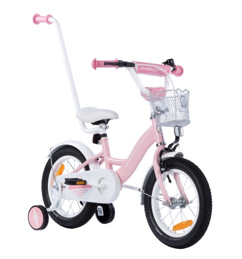 Rowerek dziecięcy 14 cali TomaBike PLATINUM z prowadnikiem | Jasno-Różowy