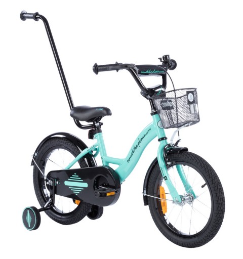 Rowerek dziecięcy 16 cali TomaBike PLATINUM z prowadnikiem | Jasno-Turkusowy