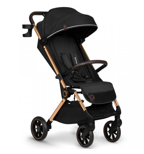 Lionelo Cloe  - komapktowy wózek spacerowy na dużych kołach  | Black Onyx