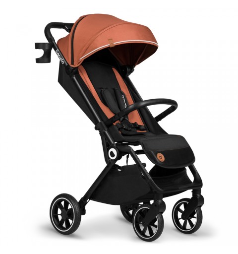 Lionelo Cloe  - komapktowy wózek spacerowy na dużych kołach  | Brown Rust