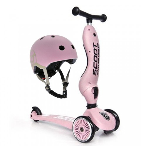 Scoot and Ride Highwaykick 1 - 2w1 Jeździk / Hulajnoga 1-5 Lat zestaw z kaskiem XXS | Rose