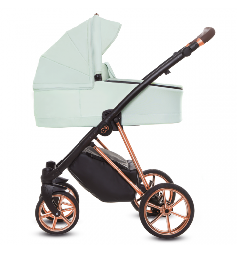 Babyactive Musse - wózek wielofunkcyjny, zestaw 2w1 z opcją 3w1 i 4w1 | Ultra Mint - Rose Gold