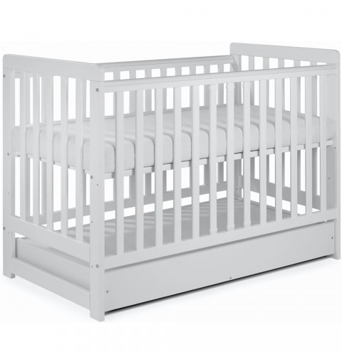 Tomi 22 - łóżeczko dziecięce z funkcją tapczanika i szufladą, drewniane 120x60 | Biały