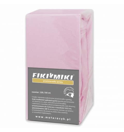 Fiki Miki - prześcieradło jersey 90x40 | Różowe