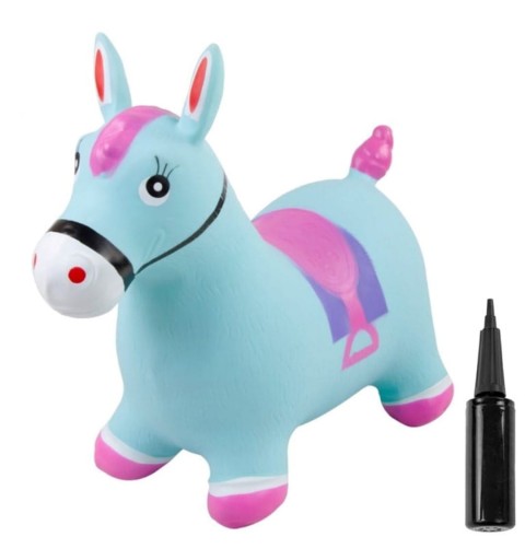 Skoczek dla dzieci do skakania z pompką KONIK 58 cm | Błękitno - różowy