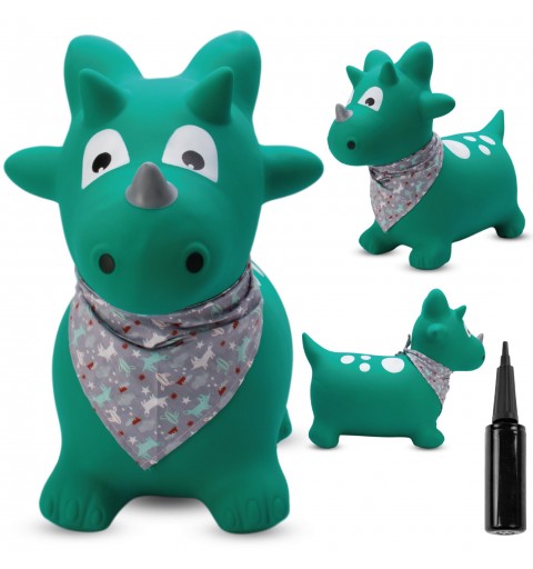 Skoczek dla dzieci do skakania z pompką DINO 59 cm | Zielony