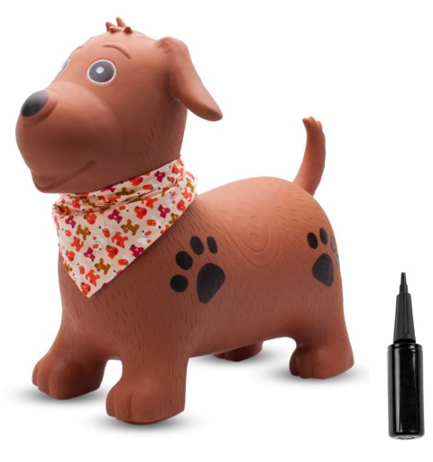 Skoczek dla dzieci do skakania z pompką PIESEK 53 cm | Brązowy