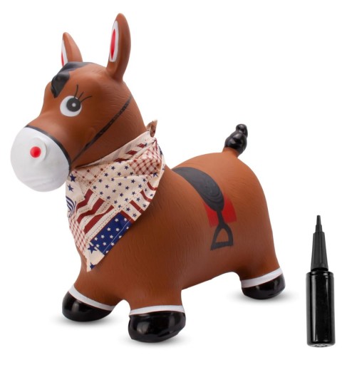 Skoczek dla dzieci do skakania z pompką KONIK 58 cm | Brązowy