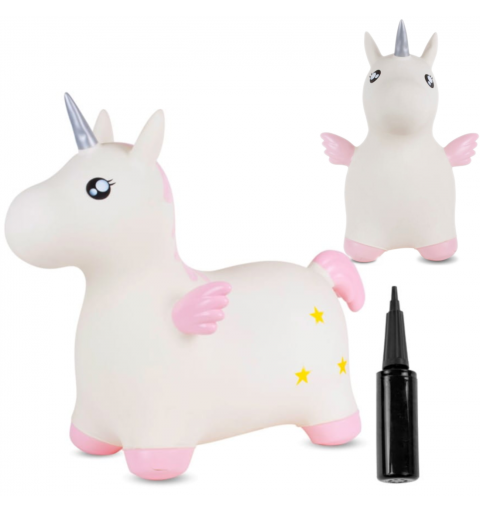 Skoczek dla dzieci do skakania z pompką JEDNOROŻEC 55 cm | Biały