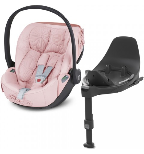 Cybex Cloud T i-Size - rozkładany fotelik samochodowy zestaw z bazą isofix 0-13 kg | Simply Flowers Pale Blush