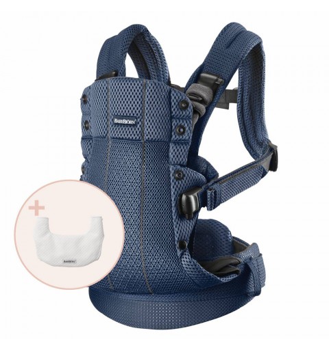 BABYBJORN - nosidełko Harmony 3D Mesh | Granatowy + śliniaczek do nosidełka Harmony