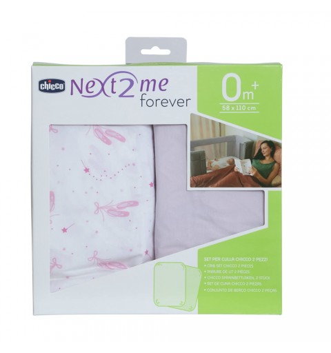 Chicco - prześcieradło 2szt Next2me Forever 58 x 110 cm | Pink Ballet