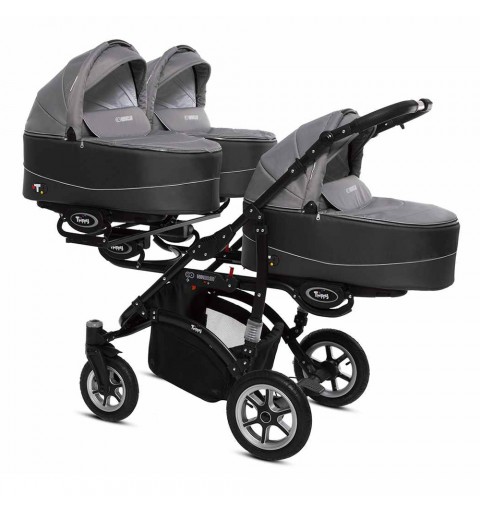 Babyactive Trippy Black - wózek wielofunkcyjny, zestaw 2w1 z opcją 3w1 i 4w1 | 09 Silver