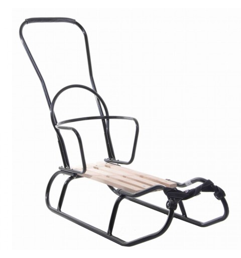 Sanki z oparciem i pchaczem Kubuś | Czarne