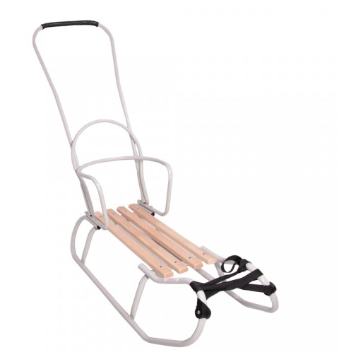 Sanki z oparciem i pchaczem Kubuś | Szare