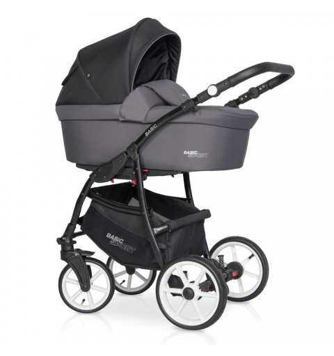 Riko Basic Sport - wózek wielofunkcyjny, zestaw 2w1 z opcją 3w1 i 4w1 | Carbon
