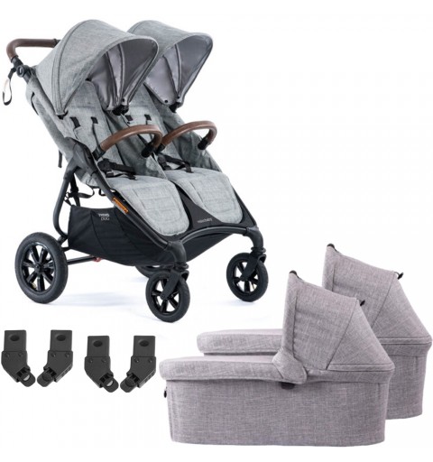 Valco Baby Snap Duo Trend Sport - wózek bliźniaczy, zestaw 2w1 z opcją 3w1 i 4w1 | Grey Marle