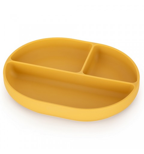 Petite& Mars Take&Match - silikonowy talerzyk z przegródkami owalny  6m+ | Intense Ochre