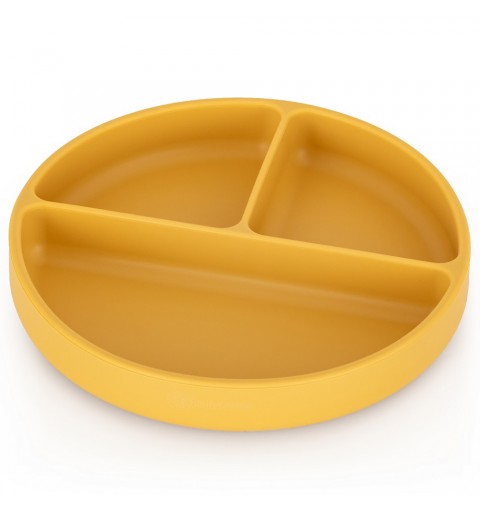 Petite& Mars Take&Match - silikonowy talerzyk z przegródkami okragły  6m+ | Intense Ochre