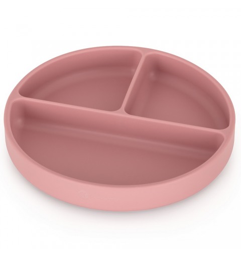 Petite& Mars Take&Match - silikonowy talerzyk z przegródkami okragły  6m+ | Dusty Rose