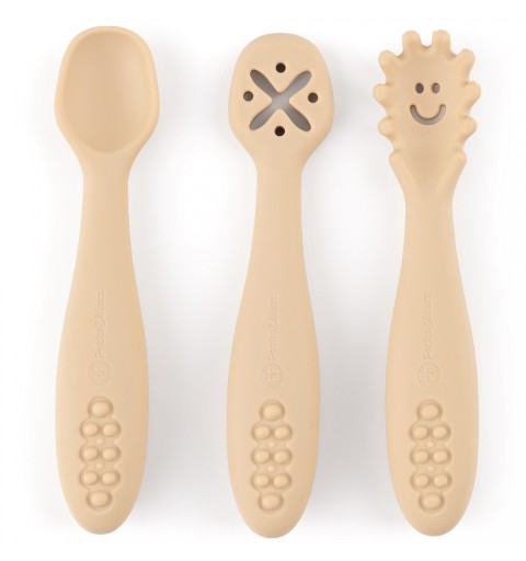 Petite& Mars Take&Match - Zestaw silikonowych łyżeczek do nauki jedzenia 3 szt. 6m+ | Desert Sand