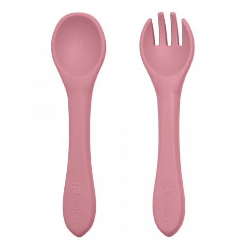 Petite& Mars Take&Match - silikonowe sztućce 6m+ | Dusty Rose