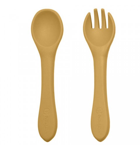 Petite& Mars Take&Match - silikonowe sztućce 6m+ | Intense Ochre