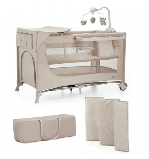 Kinderkraft Joy 2 - łóżeczko turystyczne z akcesoriami | Beżowe
