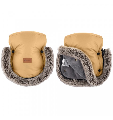 Petite&Mars Furry - Mufka Rękawice do wózka, sanek | Furry Elegant Caramel
