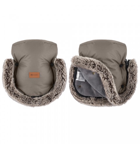Petite&Mars Furry - Mufka Rękawice do wózka, sanek | Mocha Mousse