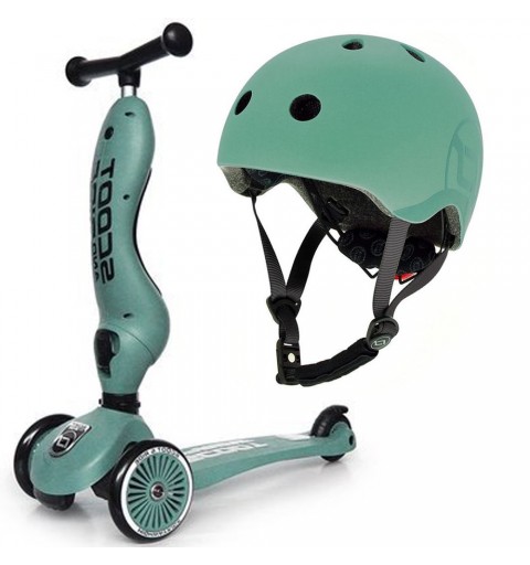 Scoot and Ride Highwaykick 1 - 2w1 Jeździk / Hulajnoga 1-5 Lat zestaw z kaskiem S-M | Forest