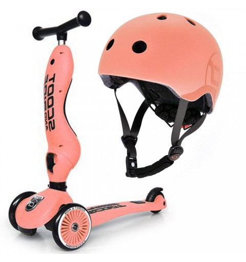 Scoot and Ride Highwaykick 1 - 2w1 Jeździk / Hulajnoga 1-5 Lat zestaw z kaskiem S-M | Peach