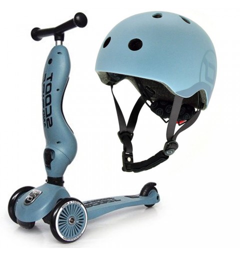 Scoot and Ride Highwaykick 1 - 2w1 Jeździk / Hulajnoga 1-5 Lat zestaw z kaskiem S-M | Steel