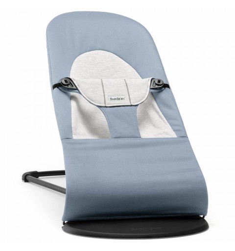BabyBjorn Balance Soft - leżaczek, bujaczek, krzesełko | Woven Jersey Niebieski/Szary