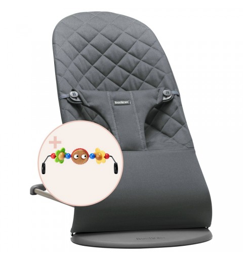 BabyBjorn Bliss - leżaczek, bujaczek, krzesełko | Antracytowy Woven + zabawka do leżaczka BALANCE Googly Eyes