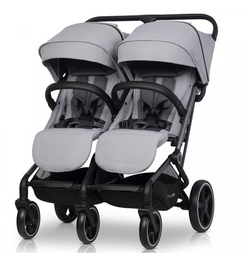 Euro Cart Echo - lekki wózek spacerowy bliźniaczy | Cloudy Grey