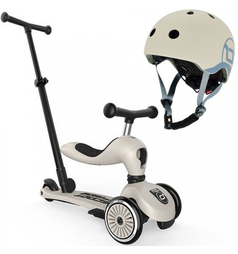 Scoot and Ride Highwaykick 1 Push and Go - 2w1 Jeździk i Hulajnoga 1-5 Lat z kaskiem XXS | Ash