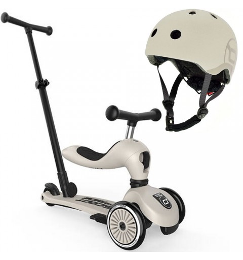 Scoot and Ride Highwaykick 1 Push and Go - 2w1 Jeździk i Hulajnoga 1-5 Lat z kaskiem S-M| Ash