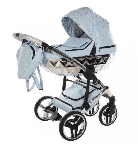 Junama Hearts - wózek wielofunkcyjny, zestaw 2w1 z opcją 3w1 i 4w1 | 07 Błękitny/Srebrny