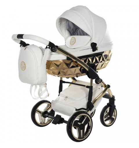 Junama Handcraft - wózek wielofunkcyjny, zestaw 2w1 z opcją 3w1 i 4w1 | 08 Biały/Złoty