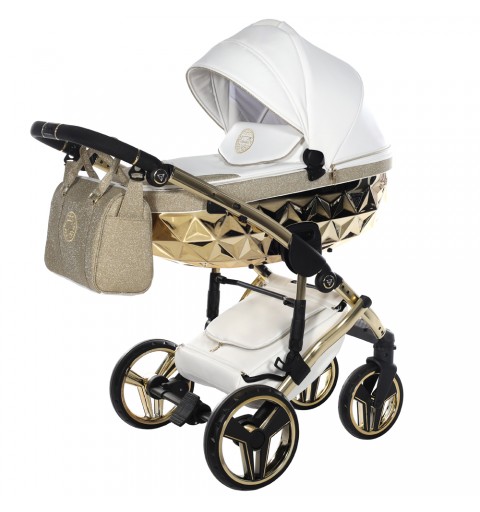 Junama Handcraft Glitter - wózek wielofunkcyjny, zestaw 2w1 z opcją 3w1 i 4w1 | 02 Biały/Złoty