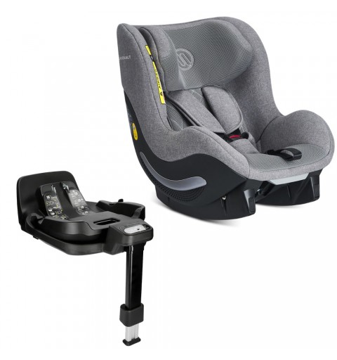 Avionaut AeroFix RWF AirFlow - fotelik samochodowy, siedzisko 0-18 kg, zestaw z bazą obrotową IQ Orbit | Grey