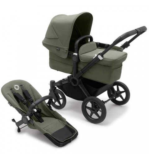 Bugaboo Donkey 5 Mono  - rozwojowy wózek wielofunkcyjny, zestaw 2w1 z opcją 3w1 i 4w1 | Black / Forest Green / Forest Green