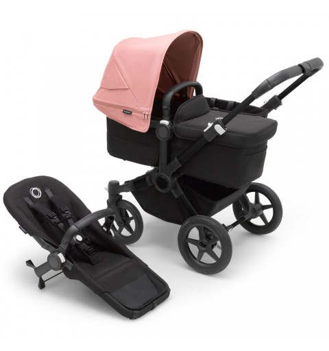 Bugaboo Donkey 5 Mono  - rozwojowy wózek wielofunkcyjny, zestaw 2w1 z opcją 3w1 i 4w1 | Black / Black / Morning Pink